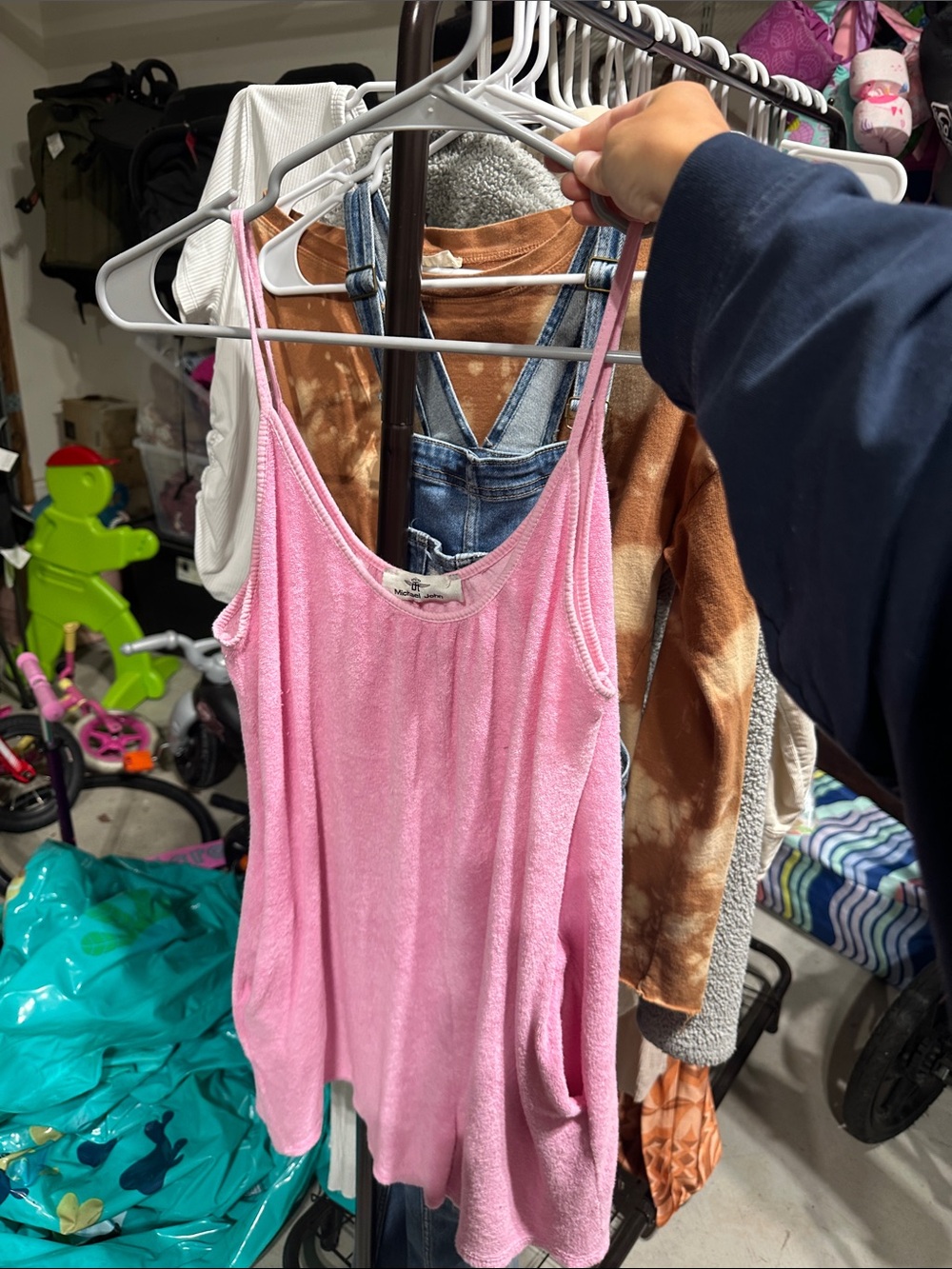 Pink Terry-Knit Sleeveless Jumpsuit Romper
